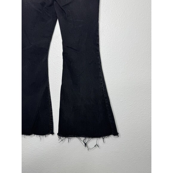 Forever 21 Flared Leg Jeans Womens 30 Black Wide Leg Denim Bell Bottoms Raw Hem - Picture 11 of 16